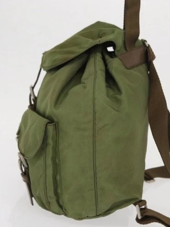 PRADA Backpack Nylon Green Silver Auth 166315 main image 8